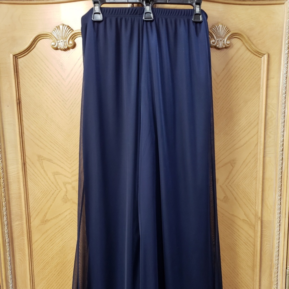Navy chiffon pilazzo pants XL